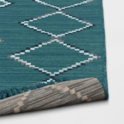 5' X 7' Soft Moroccan Tapestry With Double Knot Fringe Woven Outdoor Rug Teal - Opalhouse™ -Opalhouse Store GUEST 3a15645d 40e3 4c67 92df d55f6ad30a10