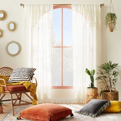 1pc Sheer Banded Geo Macrame Window Curtain Panel White - Opalhouse™ designed with Jungalow™ 1pc Sheer Banded Geo Macrame Window Curtain Panel White - Opalhouse™ Designed With Jungalow™ -Opalhouse Store GUEST 5558f3f4 e289 4fce 89ab ad882207829f