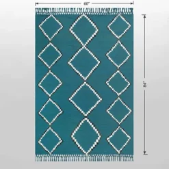 5' X 7' Soft Moroccan Tapestry With Double Knot Fringe Woven Outdoor Rug Teal - Opalhouse™ -Opalhouse Store GUEST 59e527ba 7512 4b3c 92ea 0b2f51cfc486