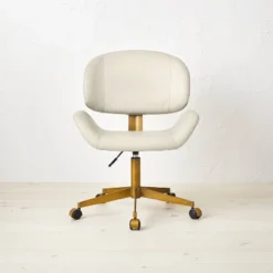 Mahonia Faux Leather Office Chair Cream/Aged Brass - Opalhouse™ Designed With Jungalow™ -Opalhouse Store GUEST 7640e014 ee0c 4fb4 9e4c 762fed3e8351