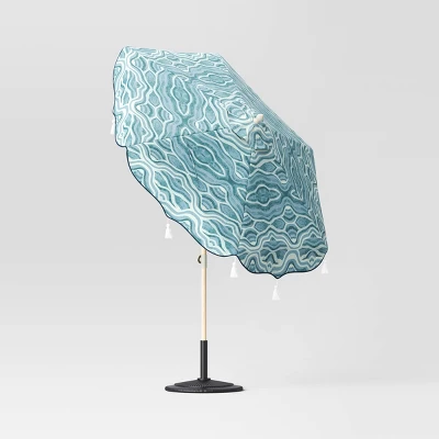 7.5'x7.5' Decorative Trim Scalloped Outdoor Market Umbrella Blue - Opalhouse™ designed with Jungalow™ 7.5'x7.5' Decorative Trim Scalloped Outdoor Market Umbrella Blue - Opalhouse™ Designed With Jungalow™ -Opalhouse Store GUEST 9155300f d9ba 4dd7 96d2 684b16a213c8