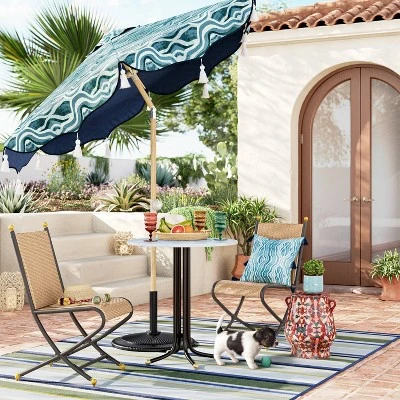 7.5'x7.5' Decorative Trim Scalloped Outdoor Market Umbrella Blue - Opalhouse™ designed with Jungalow™ 7.5'x7.5' Decorative Trim Scalloped Outdoor Market Umbrella Blue - Opalhouse™ Designed With Jungalow™ -Opalhouse Store GUEST 926af1d5 5d43 4c7a 8672 cd582d16fd69