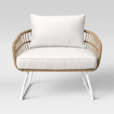 Southport Outdoor Patio Chair with Metal Legs, Club Chair Natural/White - Opalhouse™ Southport Outdoor Patio Chair With Metal Legs, Club Chair Natural/White - Opalhouse™ -Opalhouse Store GUEST 9f38cafb eb47 4631 b55e f5ceb46a7f7d