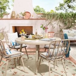 Leona 46" Round Crushed Bamboo Stamped Steel Top Patio Dining Table - Opalhouse™ 3 Leona 46" Round Crushed Bamboo Stamped Steel Top Patio Dining Table - Opalhouse™ -Opalhouse Store GUEST f04b764c a584 4bfe b9ea 6c0ea8ed5c2c