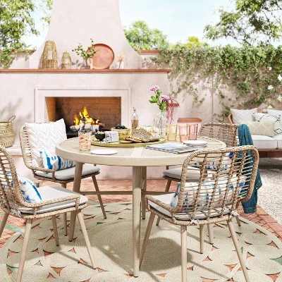 Leona 46" Round Crushed Bamboo Stamped Steel Top Patio Dining Table - Opalhouse™ Leona 46" Round Crushed Bamboo Stamped Steel Top Patio Dining Table - Opalhouse™ -Opalhouse Store GUEST f04b764c a584 4bfe b9ea 6c0ea8ed5c2c